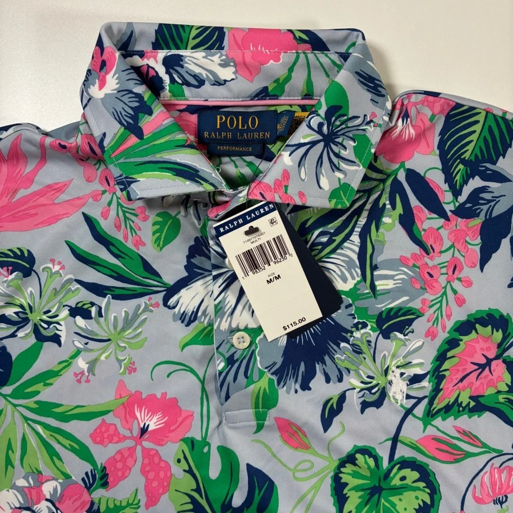 NEW Polo Ralph Lauren Performance Polo Shirt Medium AOP Tropical Floral Stretch